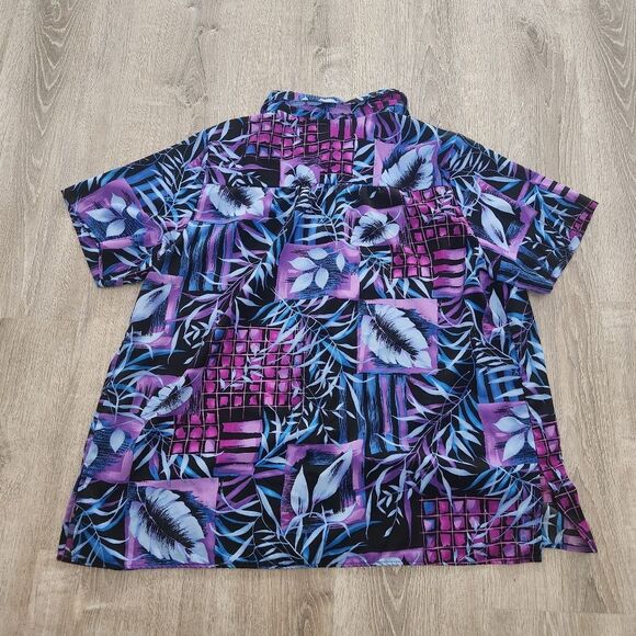 Vtg A Personal Touch Womens Short Sleeve Hawaiian Floral Button Up Shirt Sz 2XL - Picture 6 of 8